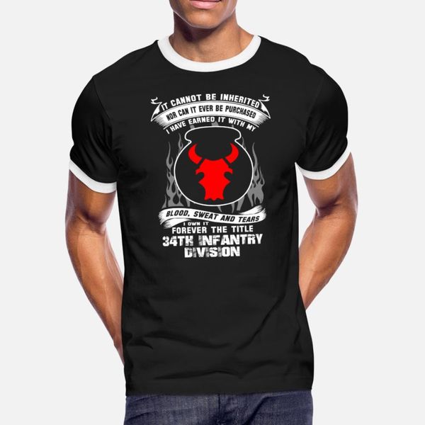 

34th infantry division earned it with my bloo t shirt men customize 100% cotton euro size s-3xl outfit sunlight new fashion natural shirt