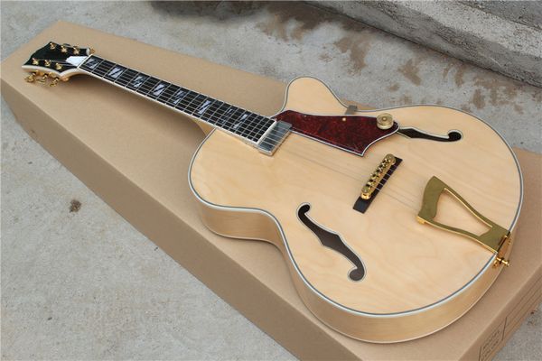 Fabrika Özel Hollow Doğal Ahşap Renkli Elektro Gitar Gülağacı Klavye, 1 Pikap, Altın Donanım, Özelleştirilebilir