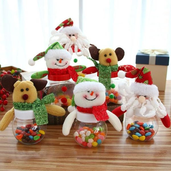 Barattolo di caramelle natalizie Scatola di caramelle di plastica a tema natalizio per matrimoni Scatola di caramelle per feste di Natale Decorazioni regalo per bambini SN4611