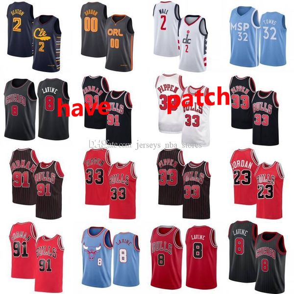 

collin 2 sexton баскетбольного джерси метанию city john 2 wall karl-anthony 32 город з 8 lavine скотти пиппен 33 рубашка 01, Black;red