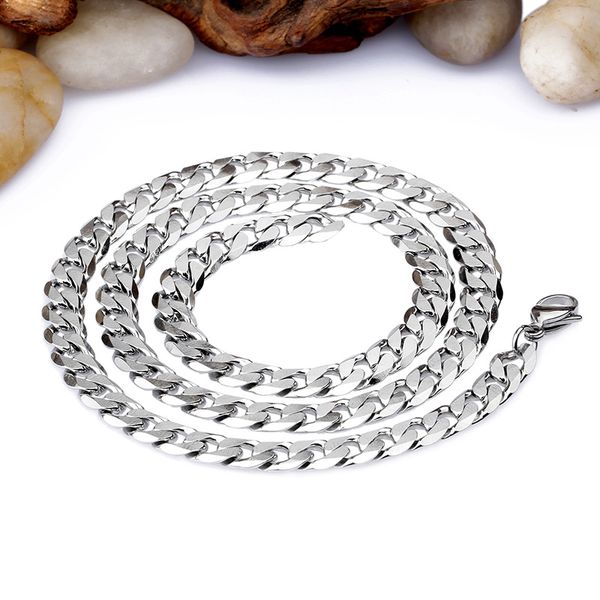 

mens chain 316l titanium steel necklace trendy diamond 7mm thick chain mens necklace fashion small jewelry, Golden;silver