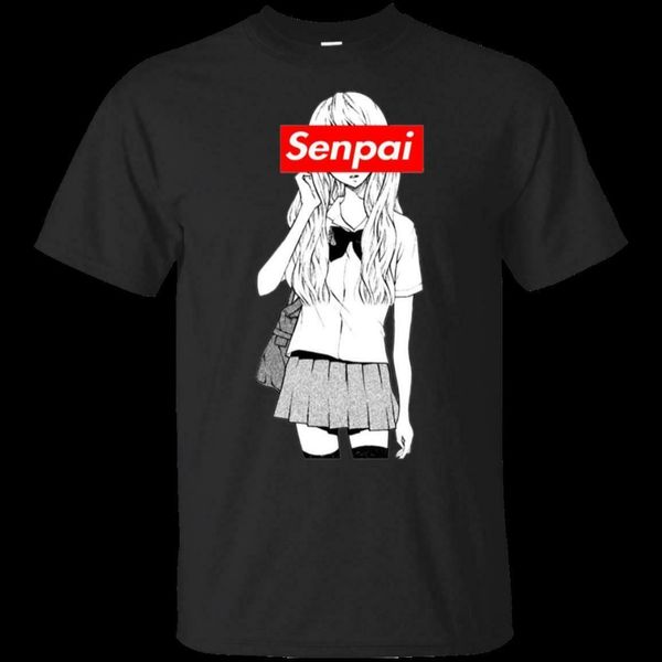 

новый сенпай anime girl shirt - уведомление me сенпай смешной черный navy cotton geek семьи top tee new men summer casual hip hop тенниска