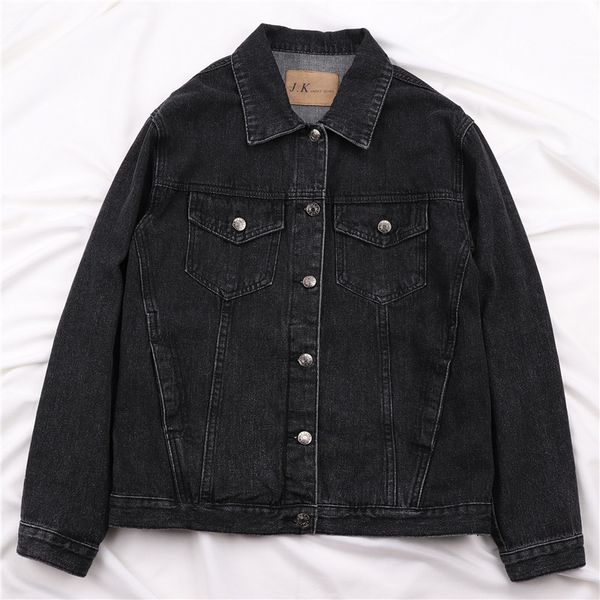 

harajuku vintage casual jeans jacket ladies 2020 spring new korean plus size black denim jacket women outerwear casaco feminino, Black;brown