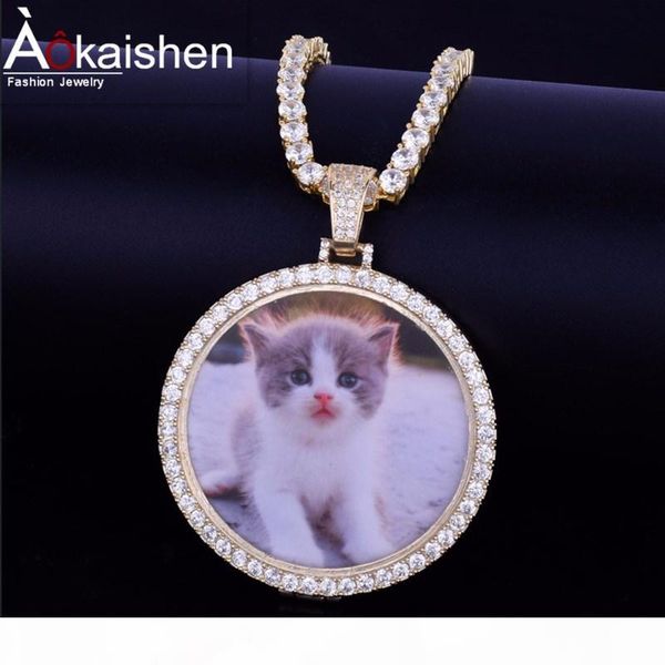 

custom made p medallions necklace & pendant with 4mm tennis chain gold silver color cubic zircon men's hip hop jewelry