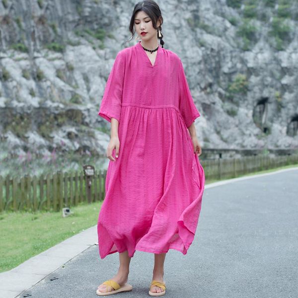 

nini wonderland 2020 spring retro dress women v neck solid vintage long dresses female summer boho dress big size midi sundress, White;black