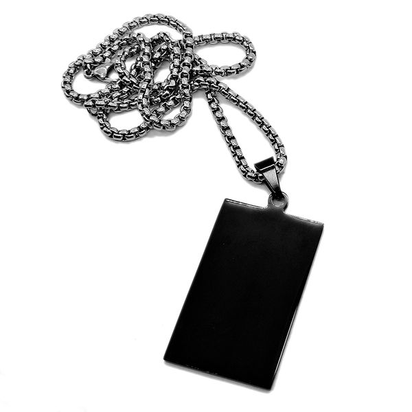 

amumiu square dog tags pendant black color stainless steel army necklace pendant fashion charm jewelry findings p120, Silver