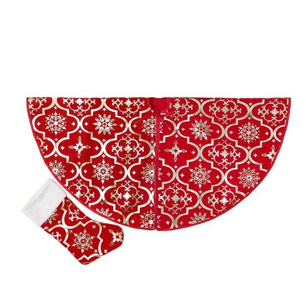 

christmas tree skirt new year ornament with stocking family bottom dress 120cm diameter holiday decor floor mat home party round