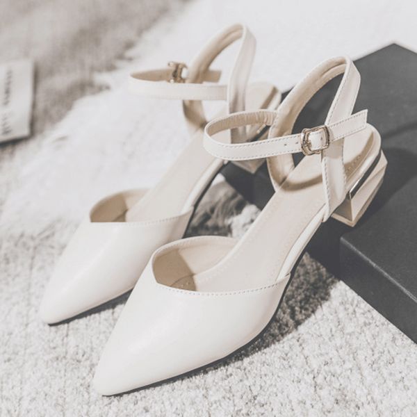 

women shoes spring new pointed female sandals ladies shoes thick bottom high heels student middle heel pumps sandals, Black