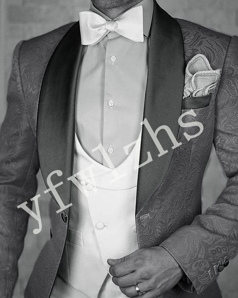 

classic one button handsome groomsmen shawl lapel groom tuxedos men suits wedding/prom man blazer ( jacket+pants+vest+tie) w305, Black;gray