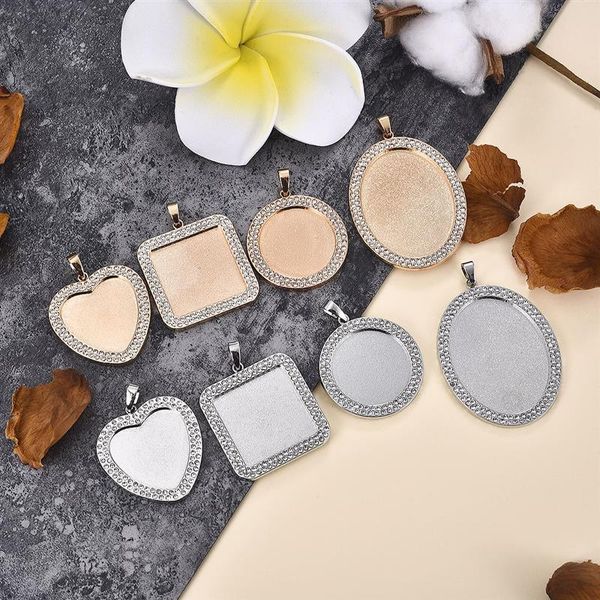 

2pcs/set diy crystal pendant base handmade love heart cabochon settings for jewelry making accessories gift