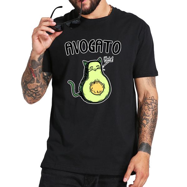 

avocado cat t shirt cute kawaii short sleeve crew neck camiseta 100% cotton premium t-shirt