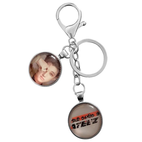 

2020 fashion ateez keychain keyring bag pendant keychain car keyrings men women, Silver