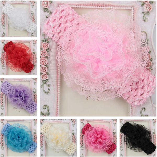 

epecket dhl lace flower baby elastic elastic headband hair accessories datg130 hair jewelry headbands, Silver