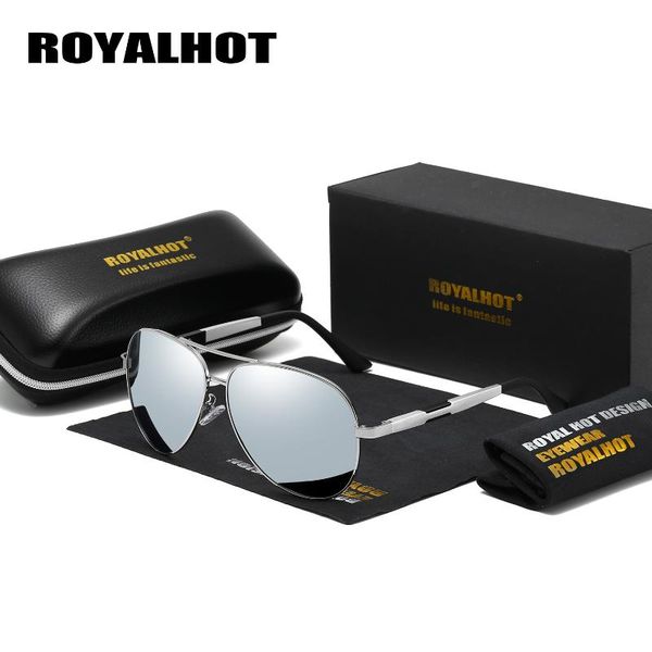

royalmen women polarized aluminum magnesium oval frame sunglasses driving sun glasses shades oculos masculino male 900p64, White;black