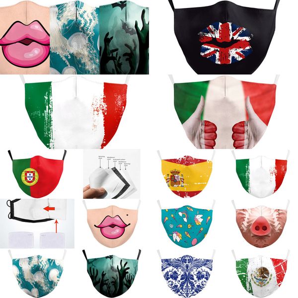 

italy spain flag print forza cool mask keep fighting face masks fabric protective pm 356s1