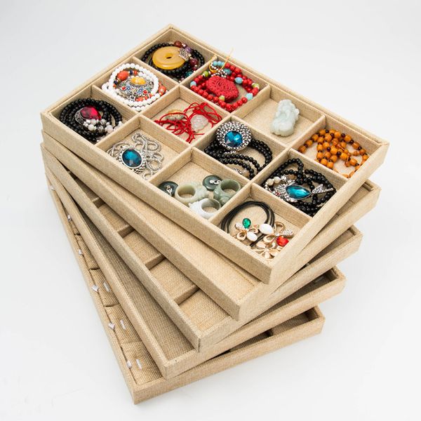 

high-grade linen jewelry tray jewelry display tray ring necklace pendant yu pei earrings storage box