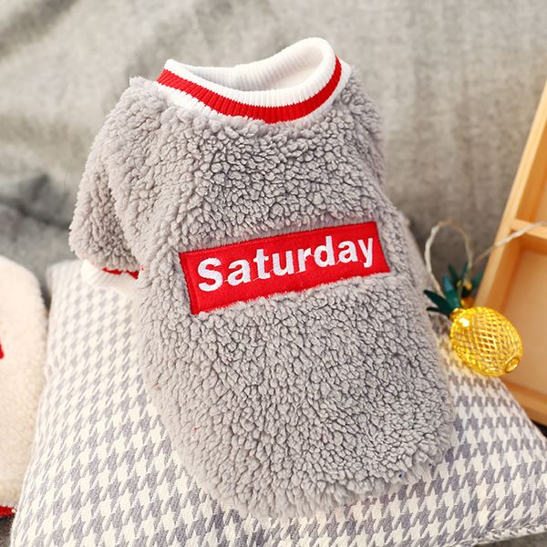 

pet apparel dog clothes warm fleece round neck autumn winter letter print