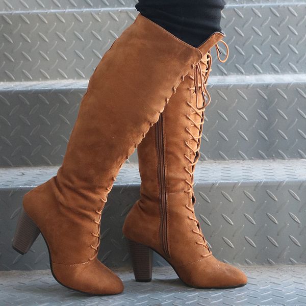 

rome martin snow boots female knee-high motocycle long women boots high heels warm fur women winter shoes botas mujer new vt371, Black