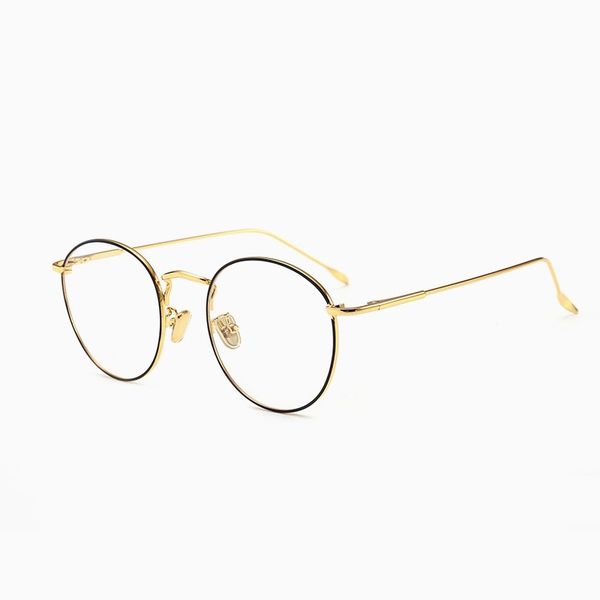 

width-134 retro women eyeglasses frame alloy spring hing thin temple circular myopia spectacles frames female eyewear, Black
