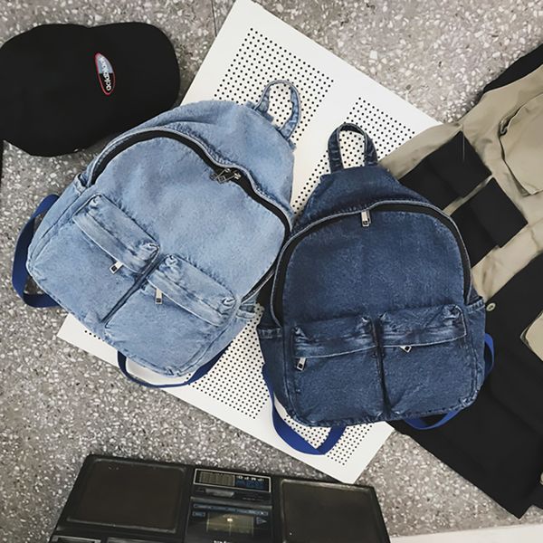 

denim backpack multi-pocket women backpack new shoulder bags waterproof teen girl school bag mochilas female student
