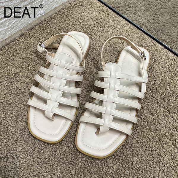 

deat] 2020 new spring summer square toe narrow band hollow out retro pu leather sandals for women shoes fashion tide 10i384, Black