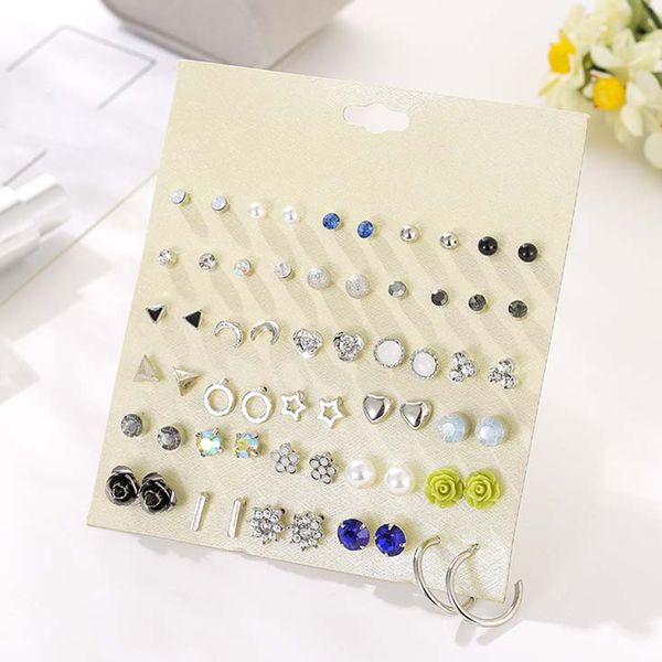 

set of 30 pairs different style alloy ear studs earrings allergy free, Golden