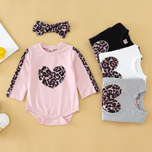 

children leopard two-piece suits babys casual clothes 2020 new kids rompers + pants boys and girls fashion pullover suits with bows sale, White