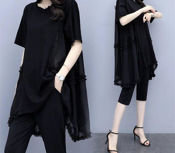 

black plus size large big tracksuits for women outfit 2 piece co-ord set matching 2019 summer and pant suits loose clothing, Gray