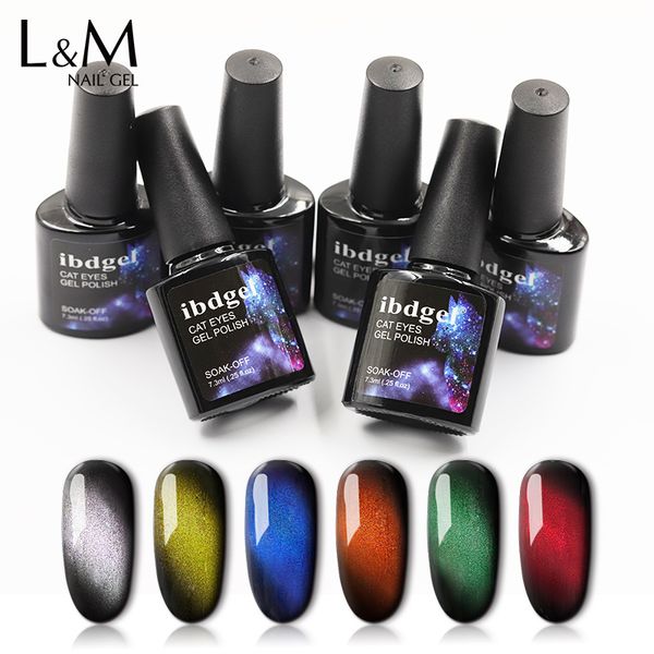 

6pcs ibdgel glam cat eye magnetic гель польские магниты nail art uv led semit прозрачный gem кристалл cat eyes гель лак silver co, Red;pink