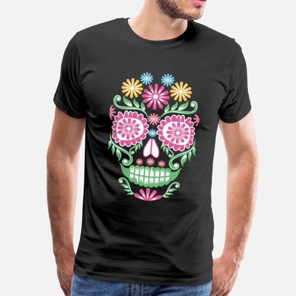 

flower sugar skull mexican day of the dead mexico t shirt men fit short sleeve s-xxxl pictures fit basic spring autumn pattern shirt