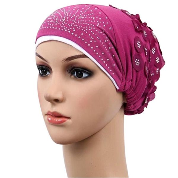 

diamonds elegant appliques muslim stretch turban woman hat women chemo cap hair loss head scarf wrap hijib cap chapeau femme, Blue;gray