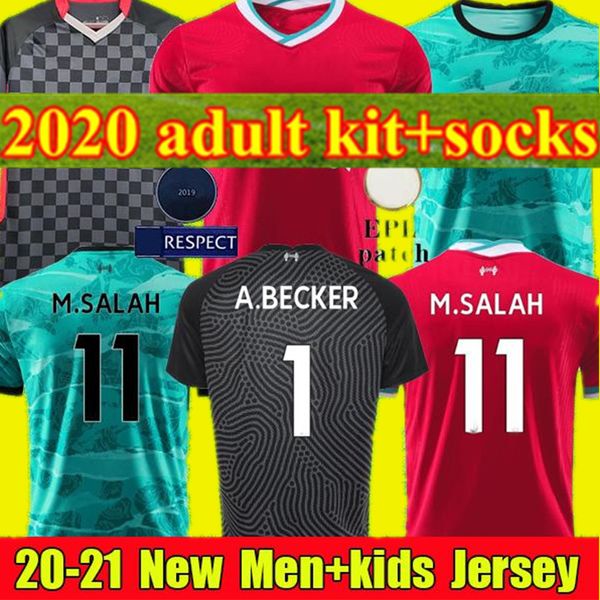 

thailand lvp mohamed m. salah firmino soccer jersey football shirt 20 21 virgil mane keita 2020 2021 goalkeeper men + kids kit uniforms, Black;yellow