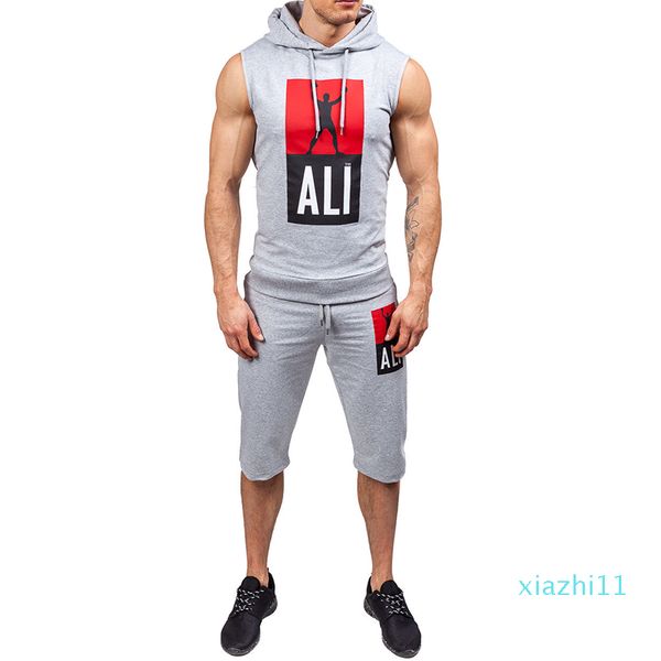 

designer male fashion sweatshirts clothing cardigan track suit set summer men 's causal suits men sweatshirt pants set camouflage, Gray