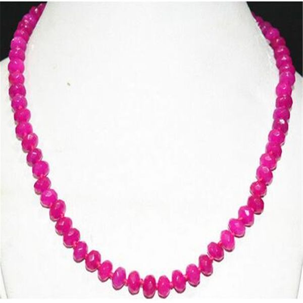 

beau collier de perles Ã facettes en jade rose 5x8mm 18", Silver