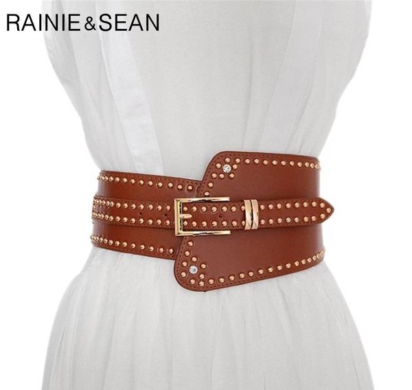 

rainie sean leather belts for ladies red wide belts for dresses women cummerbunds rivet red women s fashion corset01, Black;brown