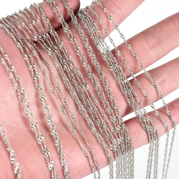 

wholesale chians 12pcs/lot 42cm gold silver plated water wave chain necklaces fashion jewelry necklace chains for diy making