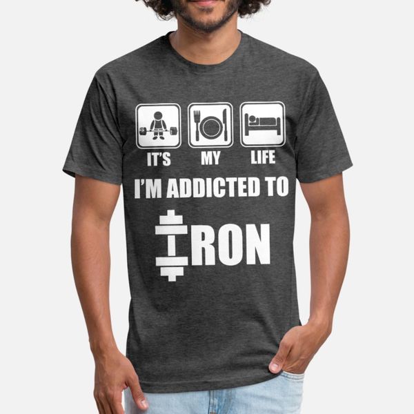 

lift, eat, sleep addicted to iron t shirt men customize tee shirt plus size 3xl slim loose authentic spring family shirt