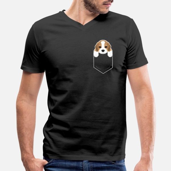 

бигль в кармане cute dog владелец тенниски мужчины проектирование 100% хлопок вокруг шеи одежда graphic нового стиль весна картинка рубашки