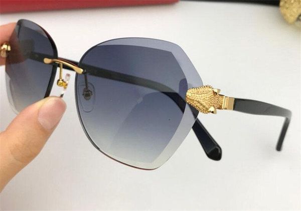 

new fashion women sunglasses 18010 cutting lens charming cat eye frameless diamond avant-garde design style uv protection, White;black