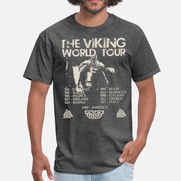 

the viking world tour viking t shirt men designs cotton euro size s-3xl clothes sunlight breathable summer slim shirt