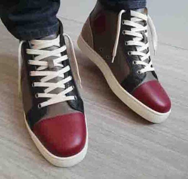 

shoes toe spikes men's casual flats luxury high red bottom shoes women mens outdoor tranier brown genuine leather party wedding, Black