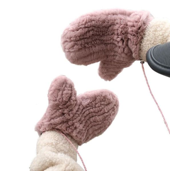 

fashion winter warm knitted women rex fur gloves womens real fur mittens, Blue;gray