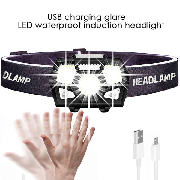 

sensor headlamp head lamp headlight waterproof 5000lm 5 levels of brightness led built in usb rechargeable battery working light