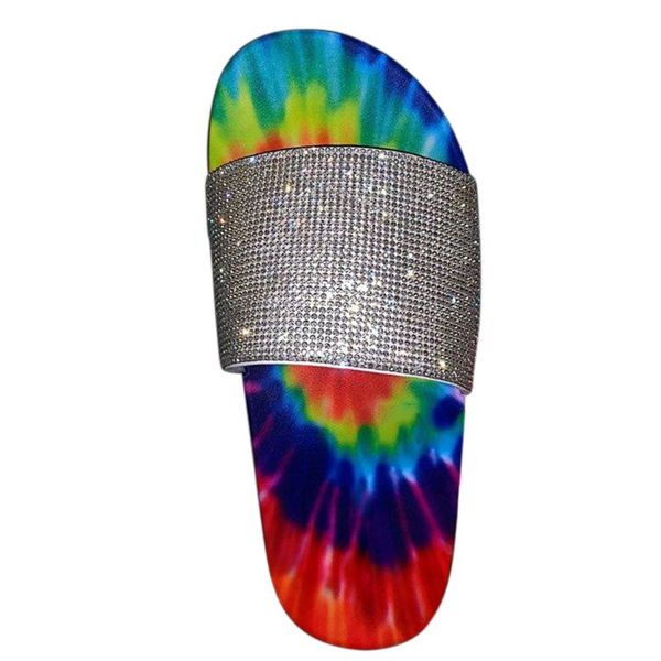 

summer 2020 women slippers rhinestone multi mix color flat heels peep toe slides fashion beach ladies shoes zapatos de mujer, Black