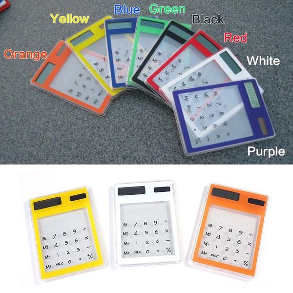 

cgjxscreative gifts mini calculator ultra slim solar power touch screen lcd 8 digit credit card electronic transparent calculator