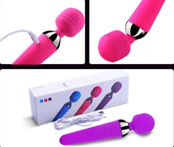 Мощный Wand Massager силикона быстрой зарядки 10 скоростей Аккумуляторные вибраторы Водонепроницаемый Личный Ручной массажер Придерживайтесь DHL свободный корабль