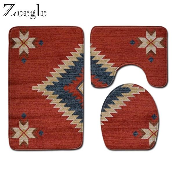 

bath mats zeegle mat set anti slip bathroom carpets absorbent toilet pedestal rug foot modern printed doormat