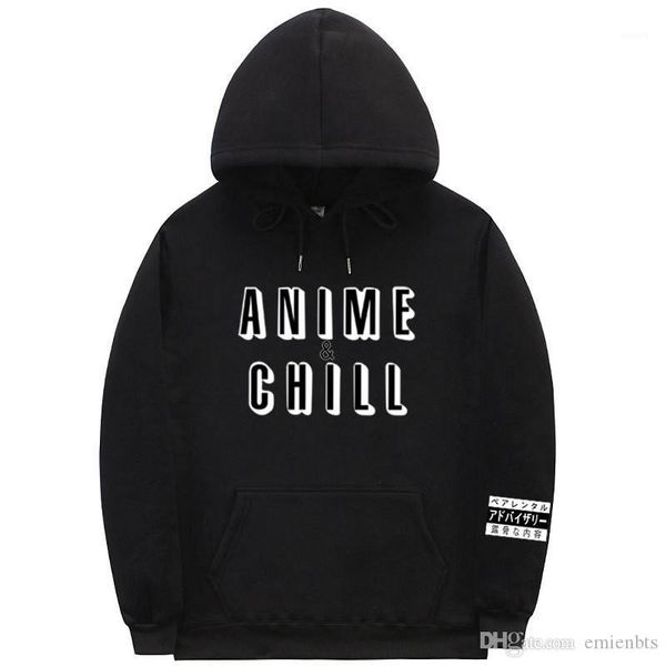 

style letter printed loose long sleeved hooded pullover sweatshirts mens fashion hoodies anime chill mens designer hoodies japan, Black