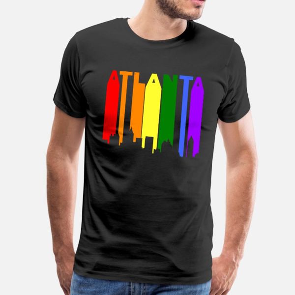 

atlanta georgia gay pride rainbow skyline t shirt men character cotton plus size 3xl fit comfortable spring autumn outfit shirt