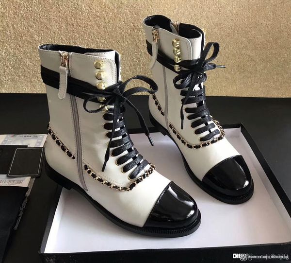 

women boots genuine leather chunky shoes chain pumps spring autumn slip on leather black gold luxurious brand boots for party